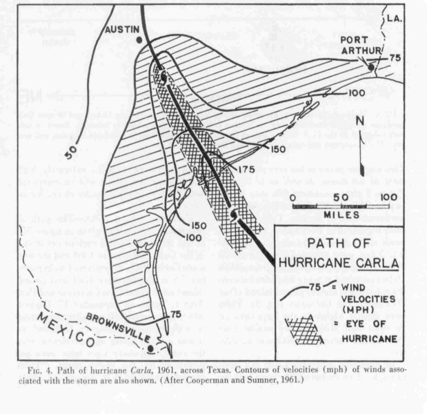 path of hurricane carla 1961